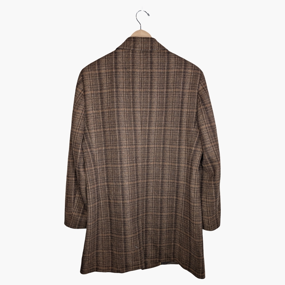 Hart Schaffner Marx Brown Plaid Wool Blend Coat | Men's M | Women's L - Picture 3 of 10